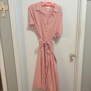 Lisa Marie Fernandez Pink Midi Dress with Tie Waist